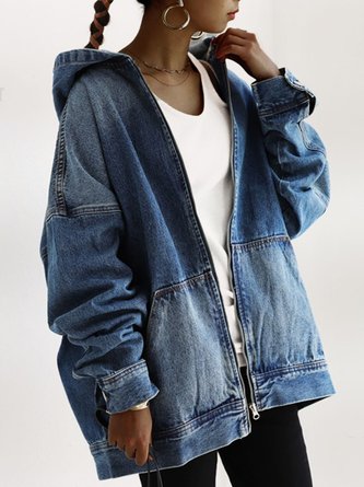 Denim Long Sleeve Plain Denim Jacket