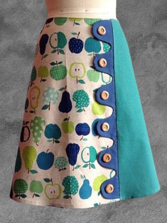 Lake Blue Vintage Casual Printed A-Line Skirt