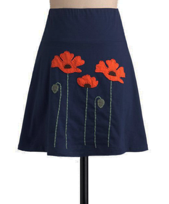 Red Work A-Line Skirt