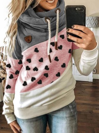 Multicolor Color-Block Casual Hoodie Patchwork Sweatshirts
