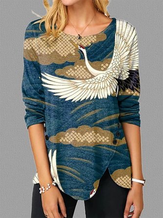 Bird Cotton-Blend Casual T-shirt