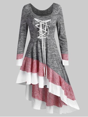 Cotton Round Neck Casual Knitting Dress