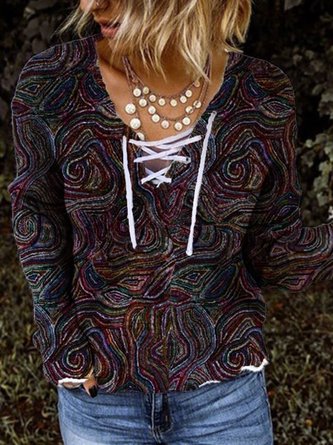 Long Sleeve Vintage Patchwork Sweater