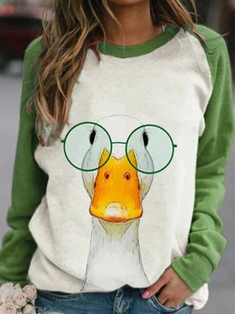 Crew Neck Animal Long Sleeve Floral-Print Shirts & Tops
