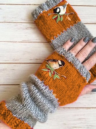 Bird Embroidered Sweet Gloves