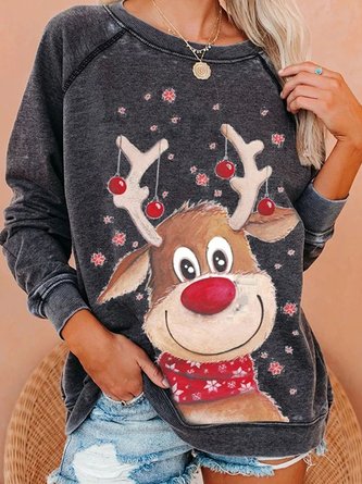 Printed Cotton Shift Casual T-shirt