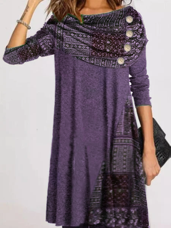 Cotton Casual Long Sleeve Knitting Dress