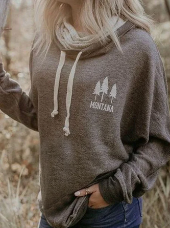 Gray Plants Vintage Lace-Up Hoodie Sweatshirts