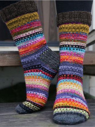 Multicolor Stripes Knitted Socks