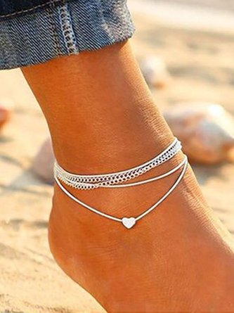 Bohemian heart-shaped peach heart double-layer chain foot ornament