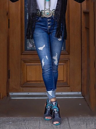 Plain Cocoon Casual Jeans
