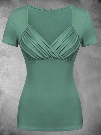 Short Sleeve Solid Casual T-shirt
