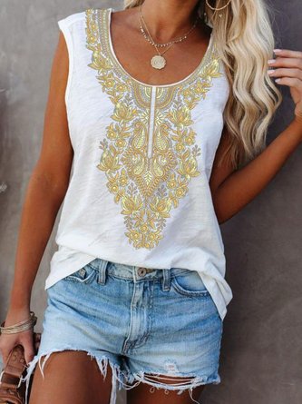 Sleeveless Cotton-Blend Shirt & Top