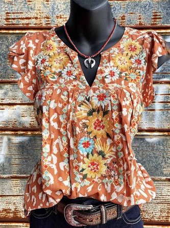 Casual Sleeveless Leopard V Neck Tops