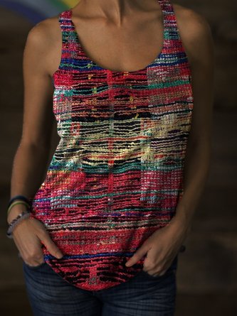 Sleeveless Graphic Round Neck Shift Shirt & Top