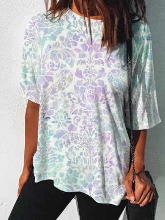 Short Sleeve Cotton-Blend Crew Neck T-shirt