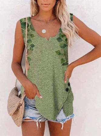 Printed Casual V Neck Tops