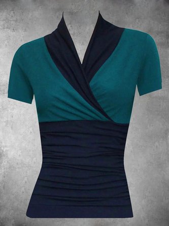 Casual Short Sleeve V Neck Top