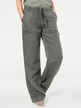 Plain Shift Cotton-Blend Pants