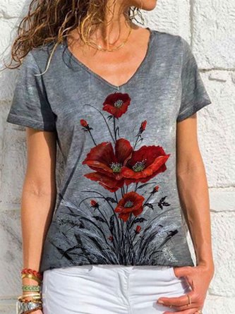 Short Sleeve Simple Printed T-shirt
