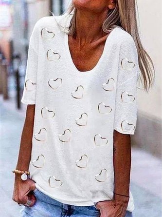 Crew Neck Casual Cotton-Blend T-shirt
