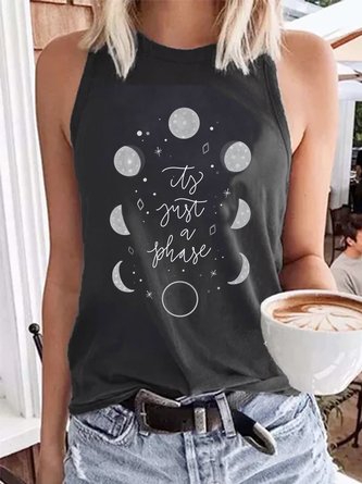 Casual Crew Neck Cold Shoulder Tanks