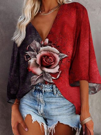 Floral-Print Casual Top