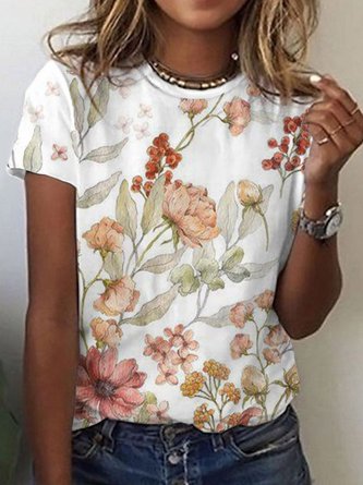 Short Sleeve Floral Printed T-shirt