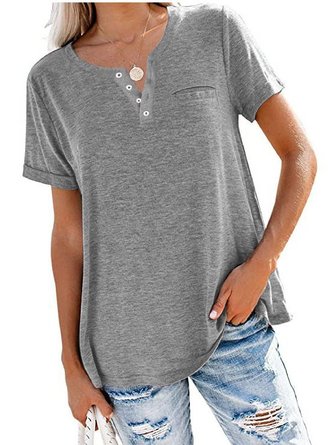 Crew Neck Casual Cotton Short Sleeve T-shirt