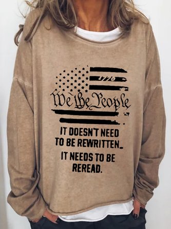 Long Sleeve Round Neck Printed Top T-shirt