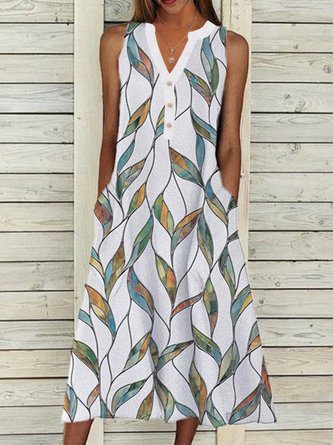 Holiday Leaves V Neck Weaving Dress