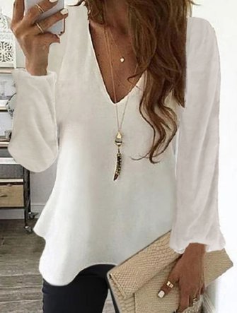 Long Sleeve Plain Casual Top