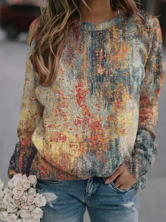 Long Sleeve Crew Neck Holiday Printed Sweatshirt