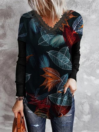 Holiday Cotton-Blend V Neck T-shirt
