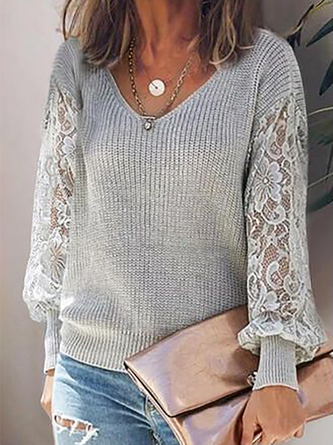 Casual Lace Long Sleeve Sweater