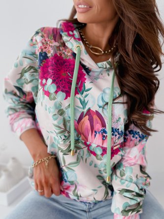 Casual Long Sleeve Plus Size Printed Hoodie Tops Sweatshirts