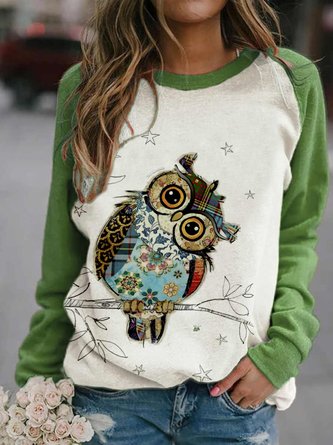 Casual Long Sleeve Round Neck Printed Top Sweatshirt