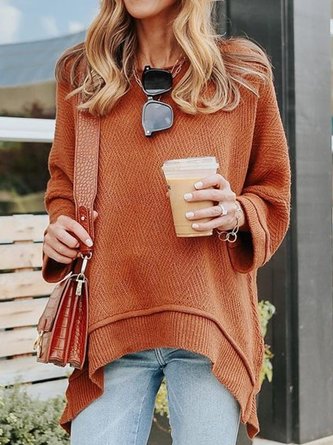 Casual Plain Knitting Sweater
