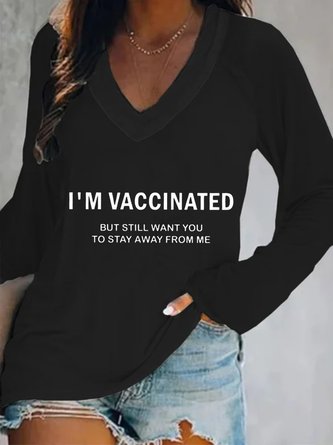 Casual Long Sleeve V Neck Printed Top T-shirt