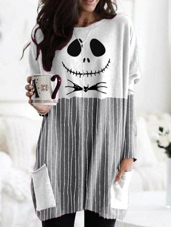 Halloween skull comfortable loose and casual dress