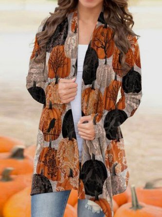 Casual Long Sleeve Printed Cardigan