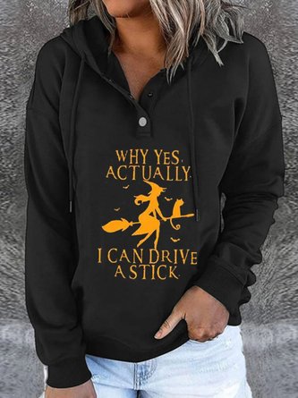 Casual Halloween Hooded Long Sleeve Letter Loosen Sweatshirt