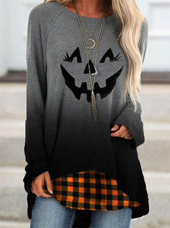Long Sleeve Crew Neck Casual Printed T-shirt