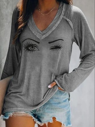 People Cotton Blends V Neck T-shirt