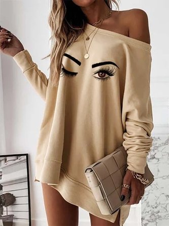 Printed Long-sleeved Sexy Knitting Dress