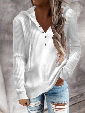 Casual V Neck Plain Shirt & Top