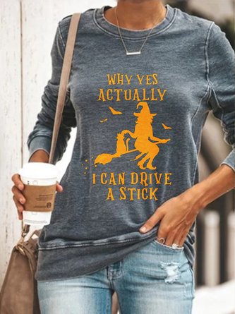 Halloween Long Sleeve Round Neck Printed Top Sweatshirt