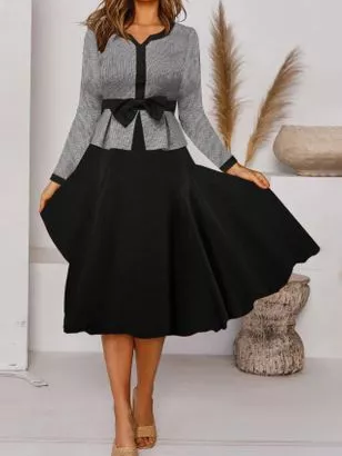 V Neck Casual Cotton Knitting Dress