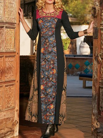 Crew Neck Cotton Knitting Dress