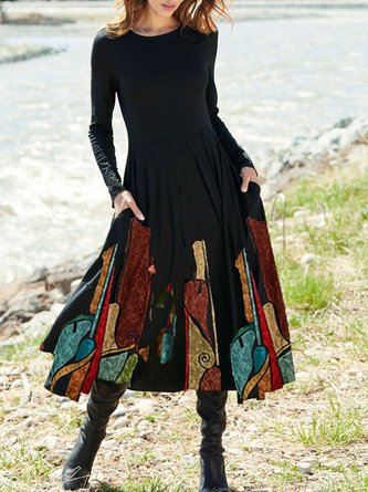 Crew Neck Cotton Knitting Dress